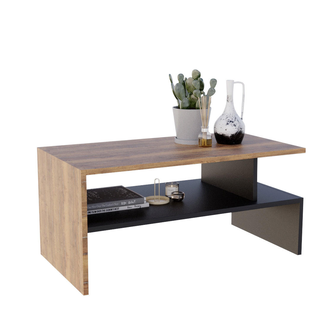 COUCHTISCH JULA 93 - Alteiche/Schwarz, Holz (50/93/45cm) - Mat-Haus