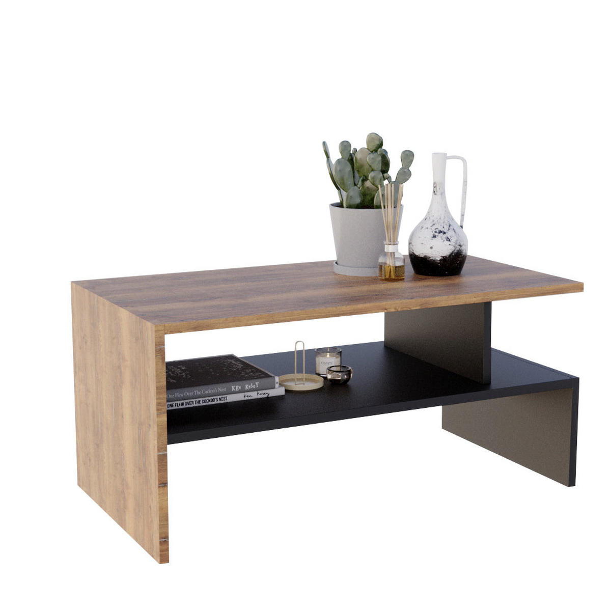 COUCHTISCH JULA 93 - Alteiche/Schwarz, Holz (50/93/45cm) - Mat-Haus
