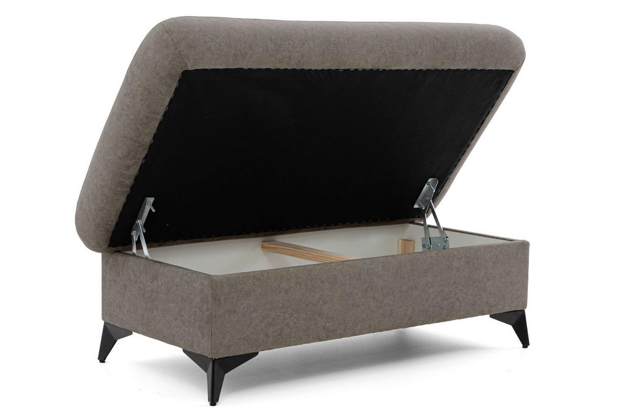 POUF PLAZA 115 x 67 cm Velours Braun - Schwarz/Braun, Holz/Textil (115/43/67cm) - Muffo