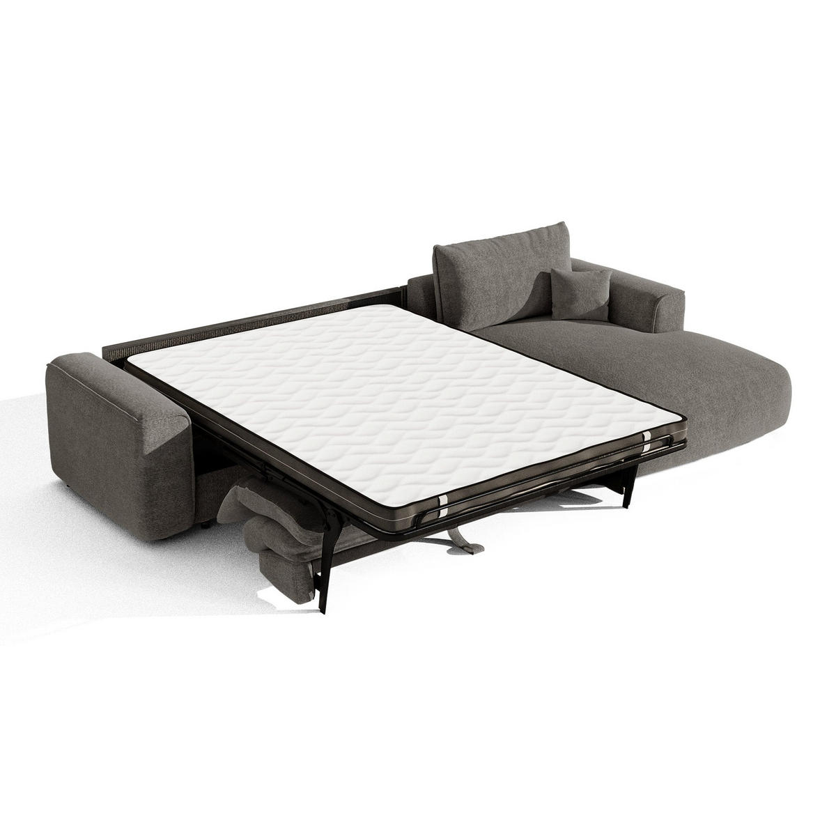 ECKSOFA rechtwinklig COMO Bouclé-Stoff Graphitgrau 300cm - Dunkelgrau/Graphitfarben, Textil (300/165cm) - Premium Interiors