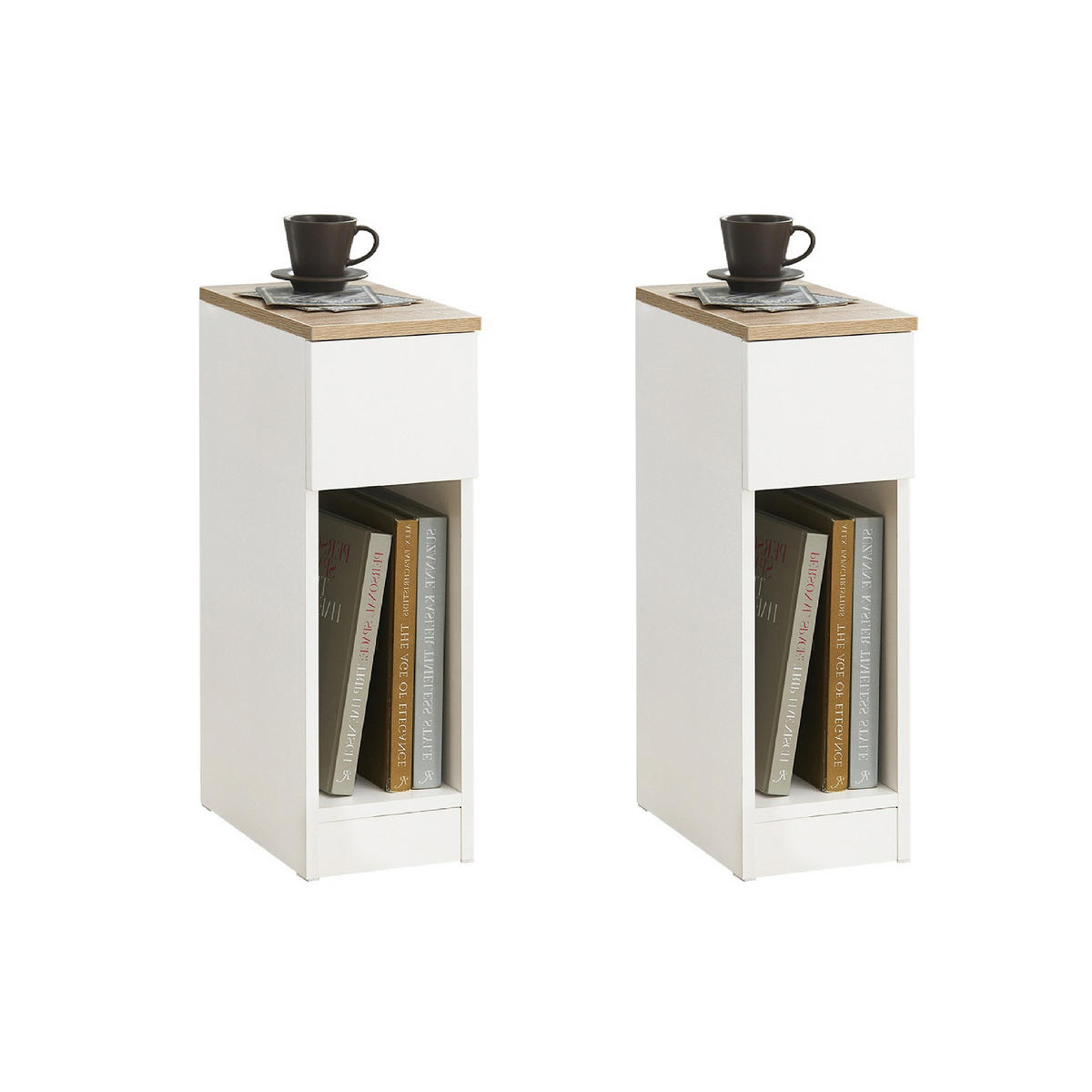 NACHTTISCH 2er Set, Weiß, 20x60x35cm - Weiß, Holzwerkstoff (20/60/35cm) - SoBuy