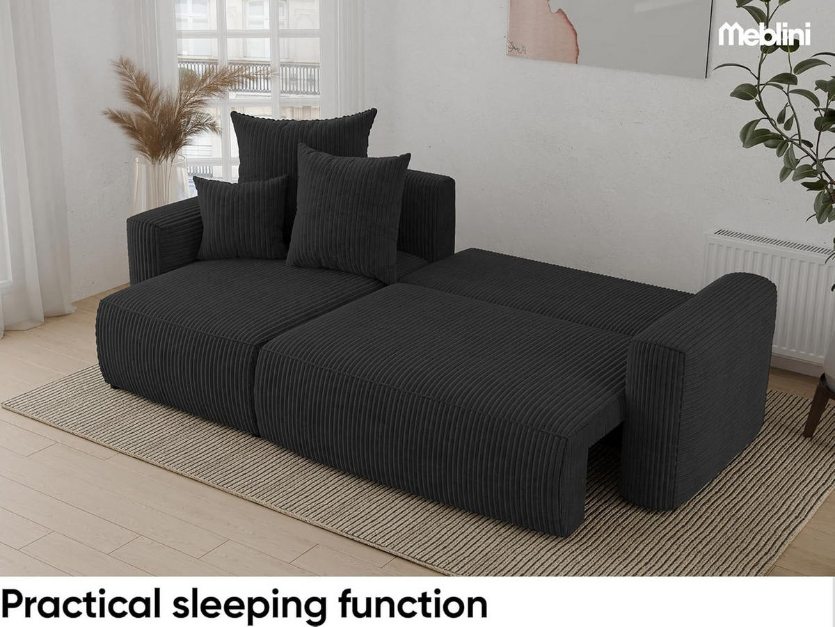 ECKSOFA DAVE L - Schwarz, Holzwerkstoff (238/87cm) - Meblini
