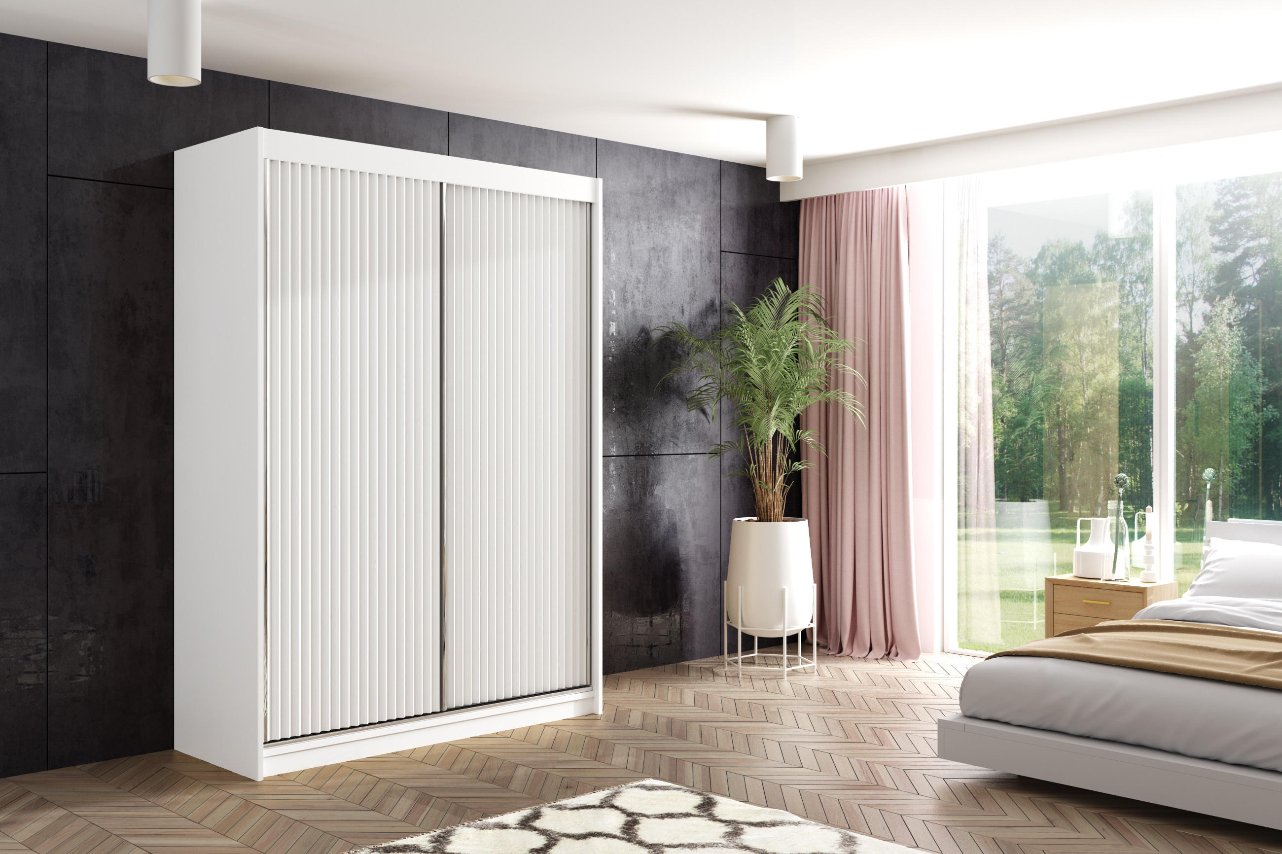 KLEIDERSCHRANK RYFLOX - 150 - Weiß - Weiß, Holzwerkstoff (150/215/61cm) - ALTDECOR