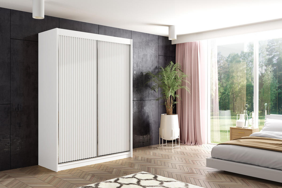 KLEIDERSCHRANK RYFLOX - 150 - Weiß - Weiß, Holzwerkstoff (150/215/61cm) - ALTDECOR