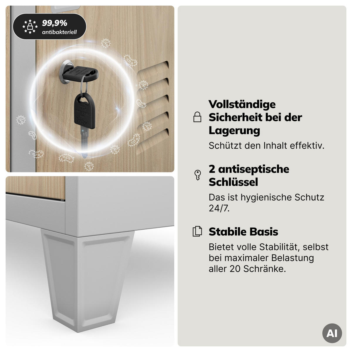 ARBEITSSCHUTZ-SPINDSCHRANK ROBERT 172x136x45 cm - Grau/Sonoma Eiche, Metall (136/172/45cm) - Jan Nowak