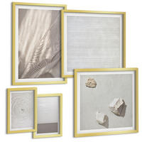 BILDER SET 5er Set - 50x50 cm & 20x30 cm & 40x60 cm Goldrahmen - Zarte Boho-Texturen der Natur - Goldfarben, Kunststoff (40/60cm) - TULUP