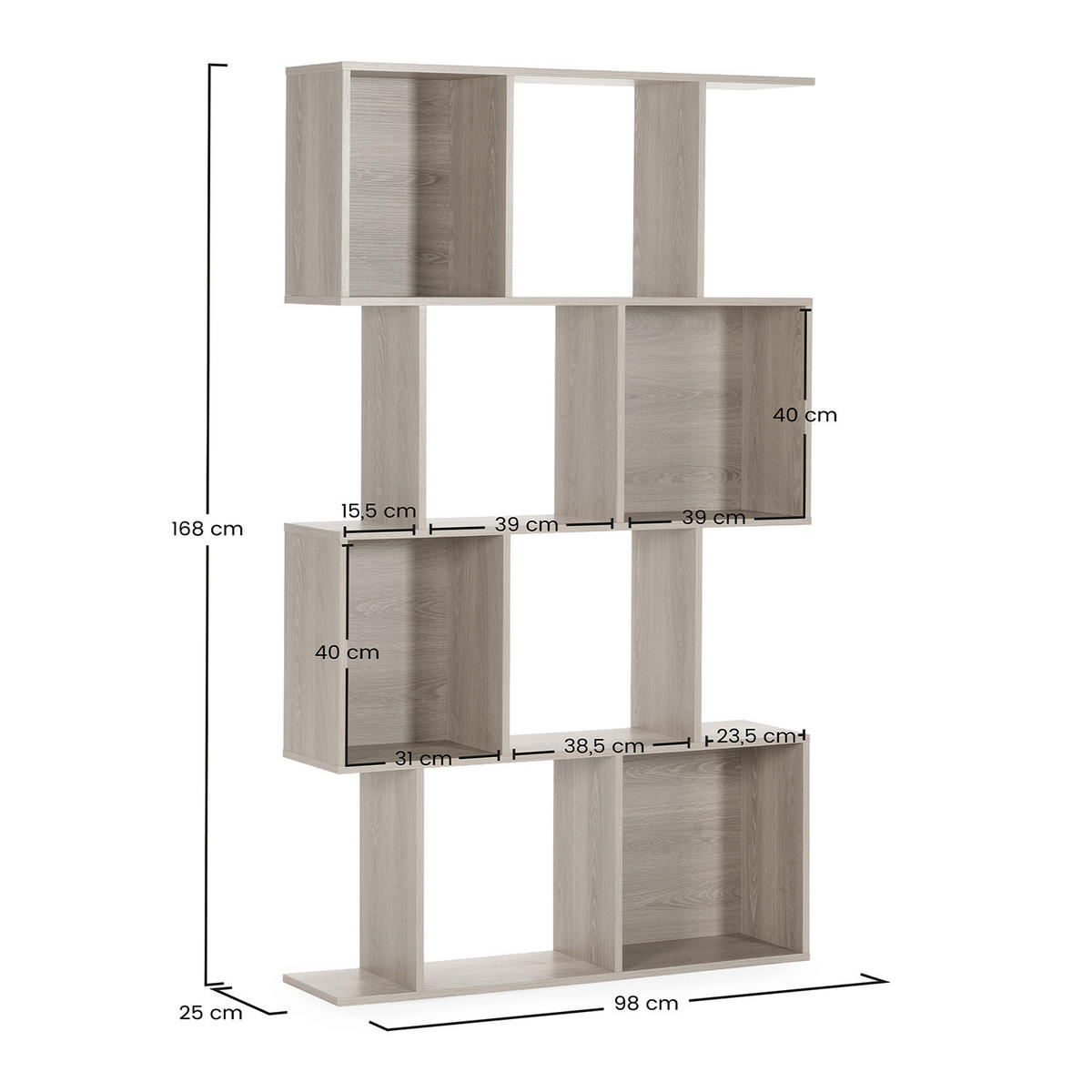 REGAL Nagato 8 fächern Eichenfarbe - Honigeiche, Holzwerkstoff (98/168/25cm) - VS Venta-stock