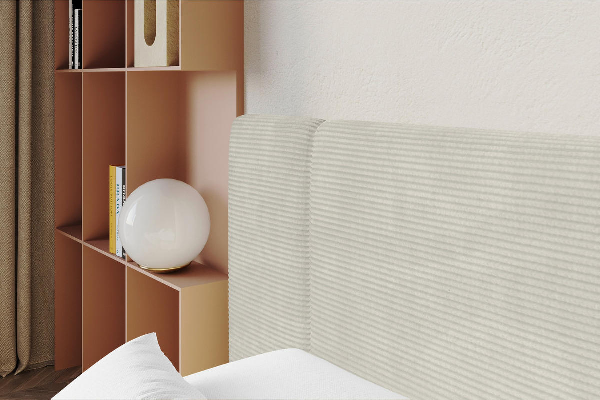 POLSTERBETT mit Bettkasten und Lattenrost, Bett mit Matratze H3/H4 - NILO 140x200 Creme - Cappuccino, Holzwerkstoff/Textil (140/200cm) - ALTDECOR