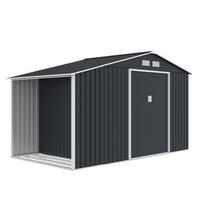 GERÄTESCHUPPEN XL mit Holzunterstand - Anthrazit, Metall (277/192/191cm) - Juskys
