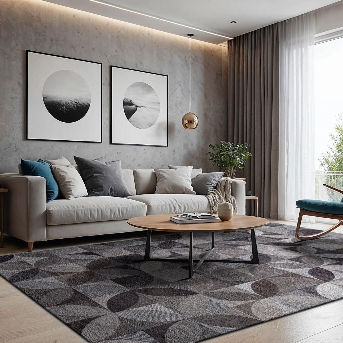 TEPPICH Rondo Charcoal 80/150 cm - Braun, Textil (80/150cm) - Lola&Moi