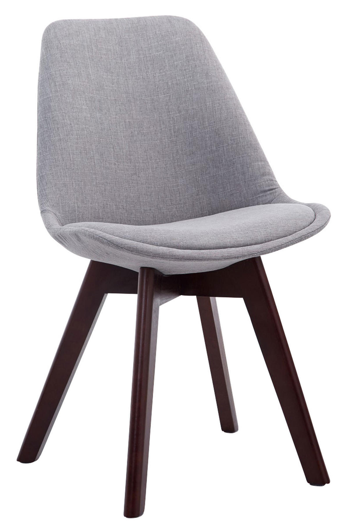 STUHL 4er Set Stoff grau - Walnussfarben/Grau, Holz/Textil (48/84/55cm) - CLP