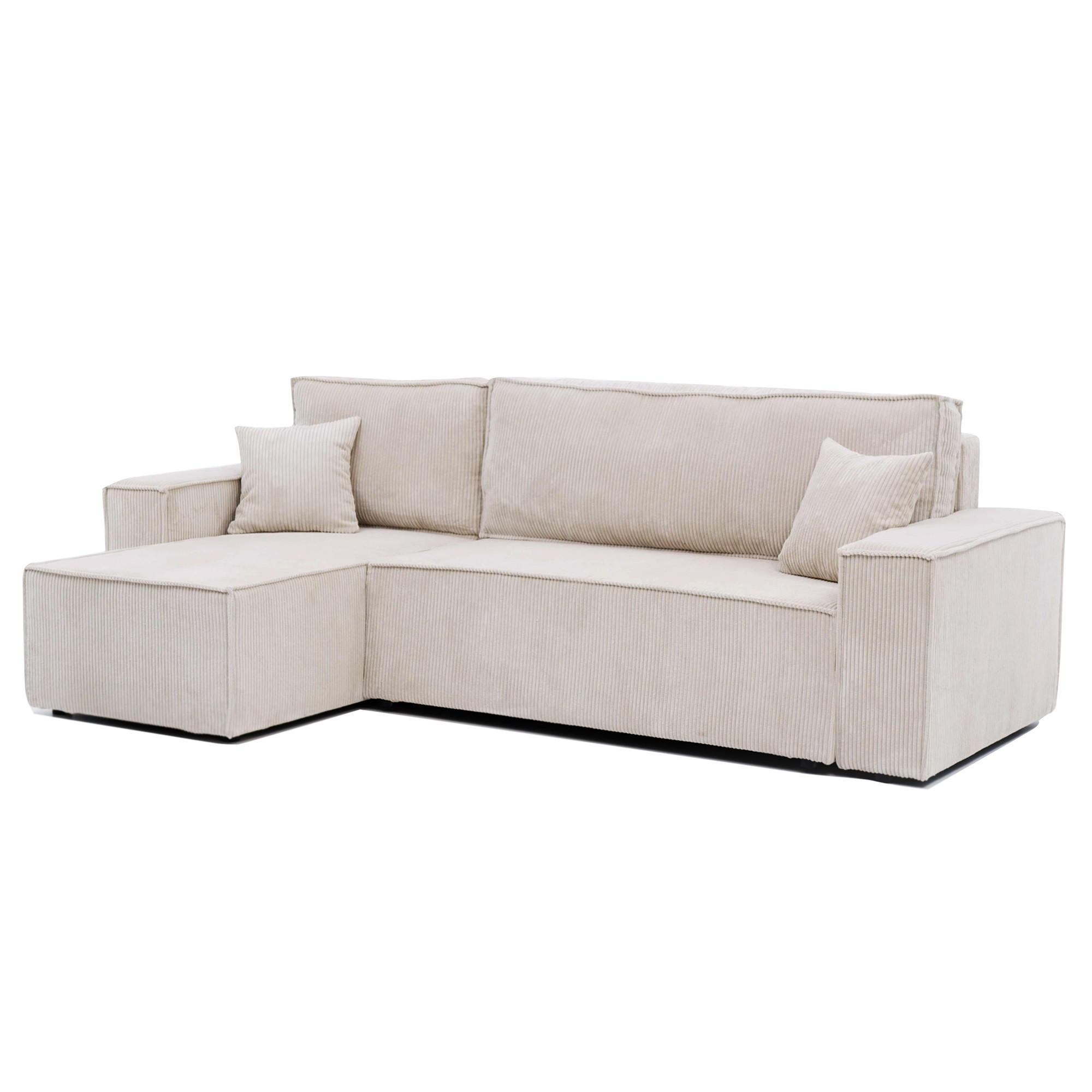 ECKSOFA Paris mit Schlaffunktion Cord - Beige, Textil (244/155cm) - Idohome