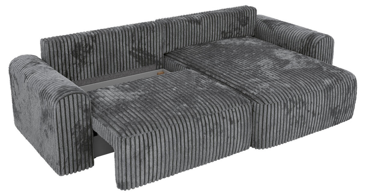 ROHOVÁ SEDAČKA NEKSON L - Šedá Manšestr - šedá/černá, textil/plast (274/152cm) - MKS