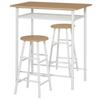 BARTISCH-SET 3-tlg. DE-08005 mit Lagerregal Weiß - Weiß, Metall (50/90/80cm) - ComfortXL