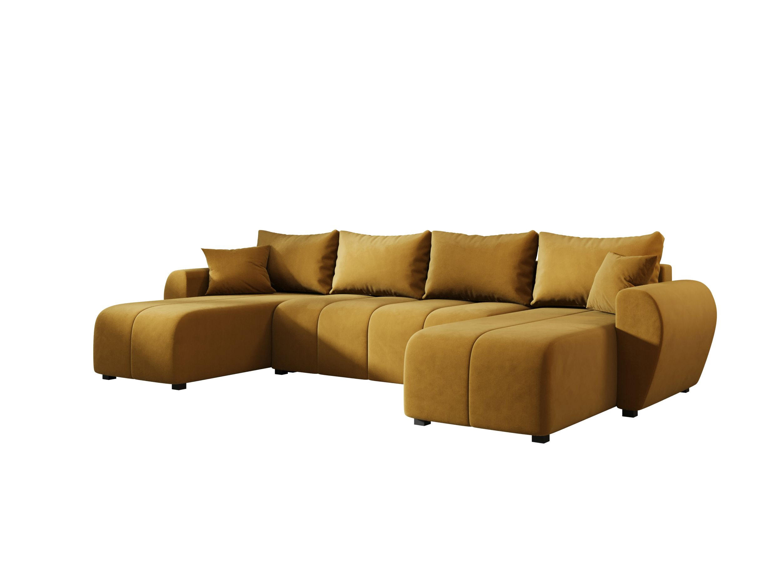 WOHNLANDSCHAFT MOLISA U Itaka 33 mit Schlaffunktion - Currygelb, Textil (303/82/208cm) - Bedante