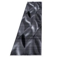 TEPPICH Kurzflor Abstrakte Wellen Polypropylen Wohnzimmer Schwarz Läufer 80x300 - Schwarz, Textil (80/300cm) - KADIMA DESIGN