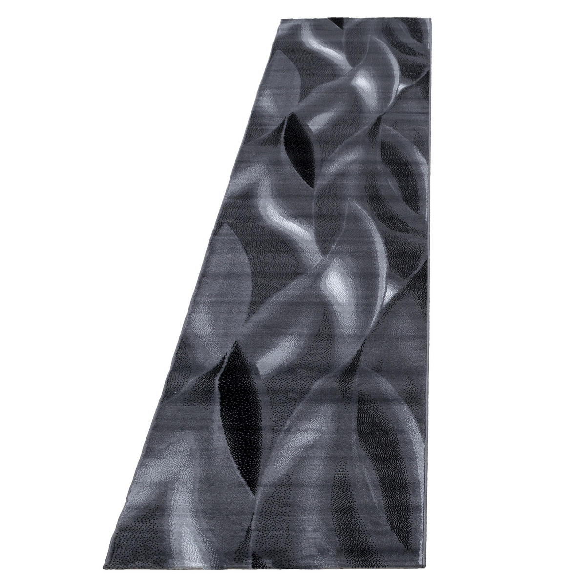 TEPPICH Kurzflor Abstrakte Wellen Polypropylen Wohnzimmer Schwarz Läufer 80x300 - Schwarz, Textil (80/300cm) - KADIMA DESIGN