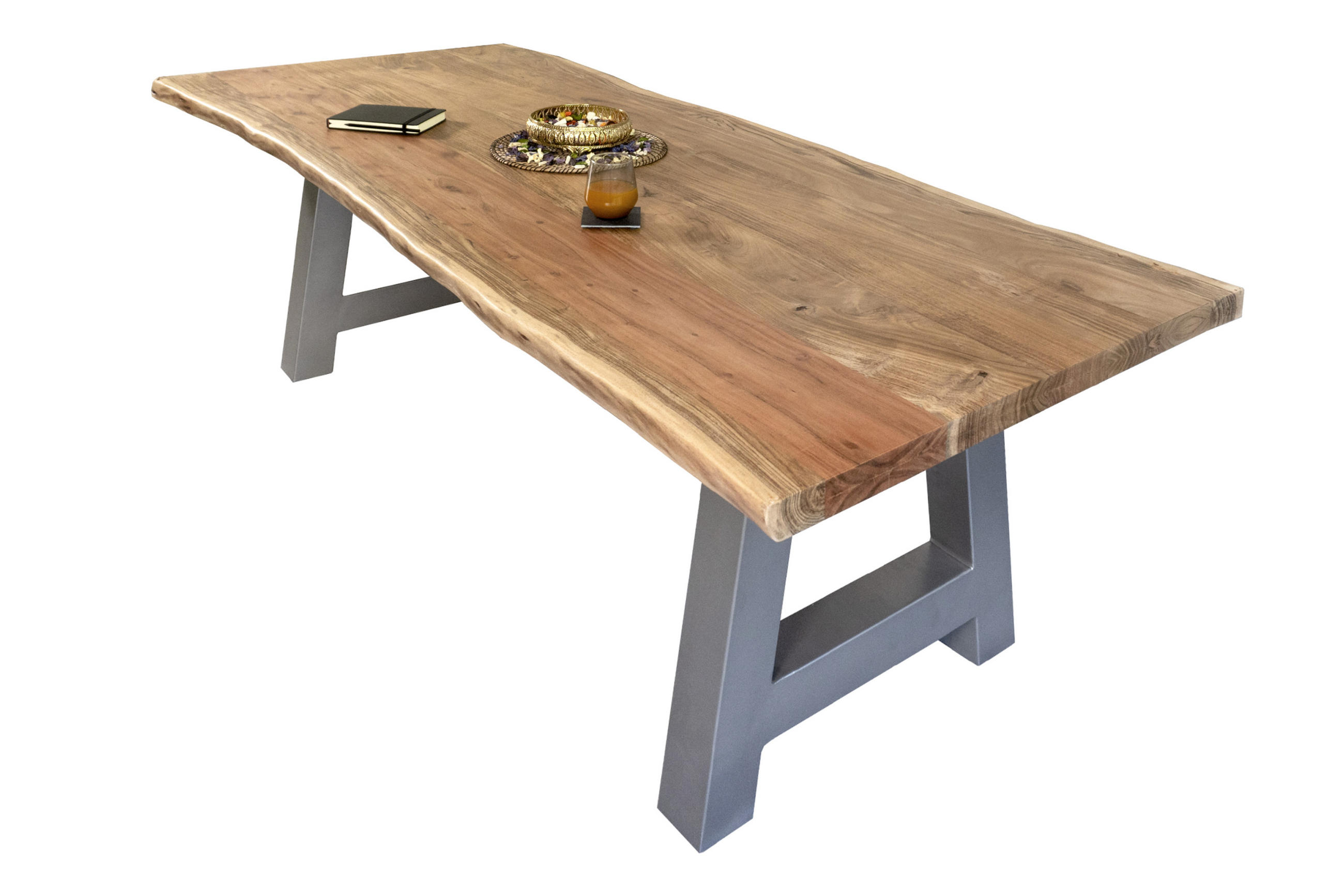 ESSTISCH CALI - Beige/Silberfarben, Holz/Metall (100/260/77cm) - SAM