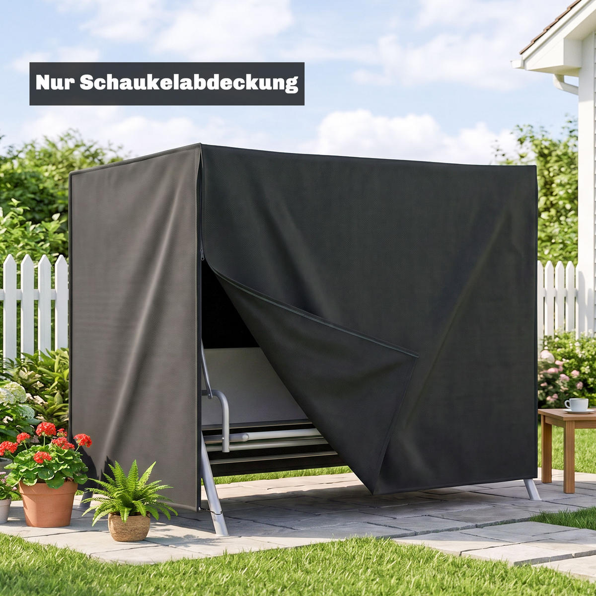 ABDECKUNG Hollywoodschaukel, Schwarz - Schwarz, Textil (125/172/220cm) - Outsunny