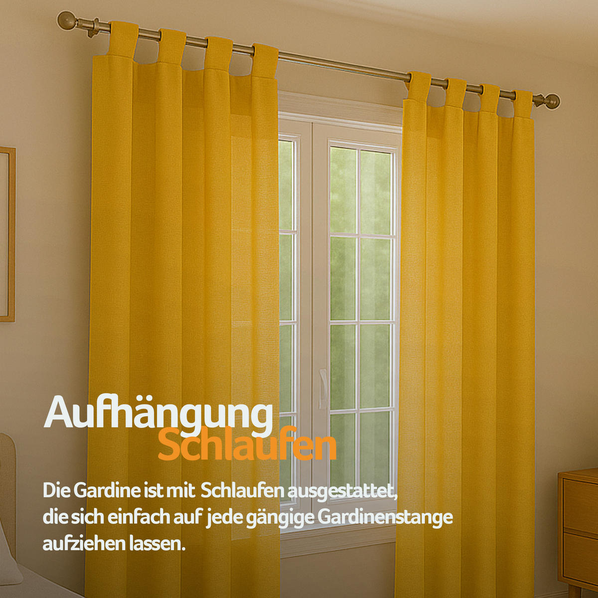 SCHLAUFENSCHAL blickdicht 140x245 cm Gelb 2er-Pack - Hellgelb, Textil (140/245cm)