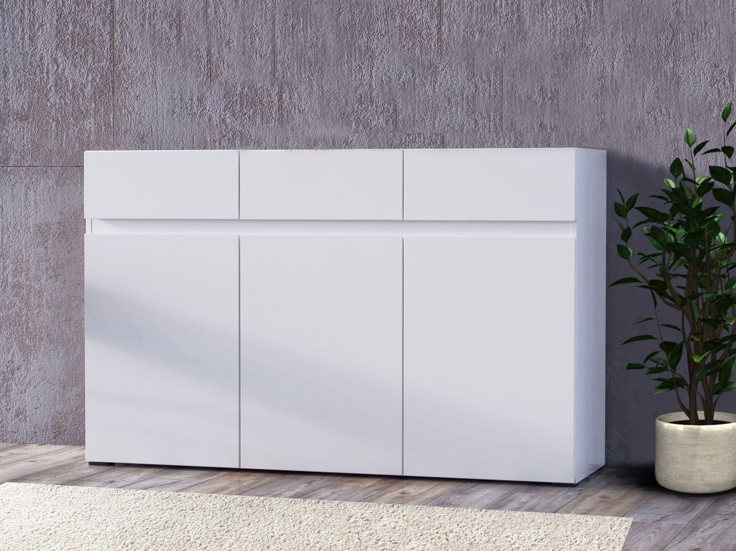 SIDEBOARD Rimini weiß 135 / 40 / 86cm - Weiß, Holzwerkstoff (135/86/40cm) - Feldmann-Wohnen