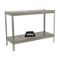 SCHWERLASTREGAL MINI METAL YETI TWO | HxBxT 90x150x75cm | Fachlast 400kg | Verzinkt - Silberfarben, Metall (150/90/75cm) - PROREGAL