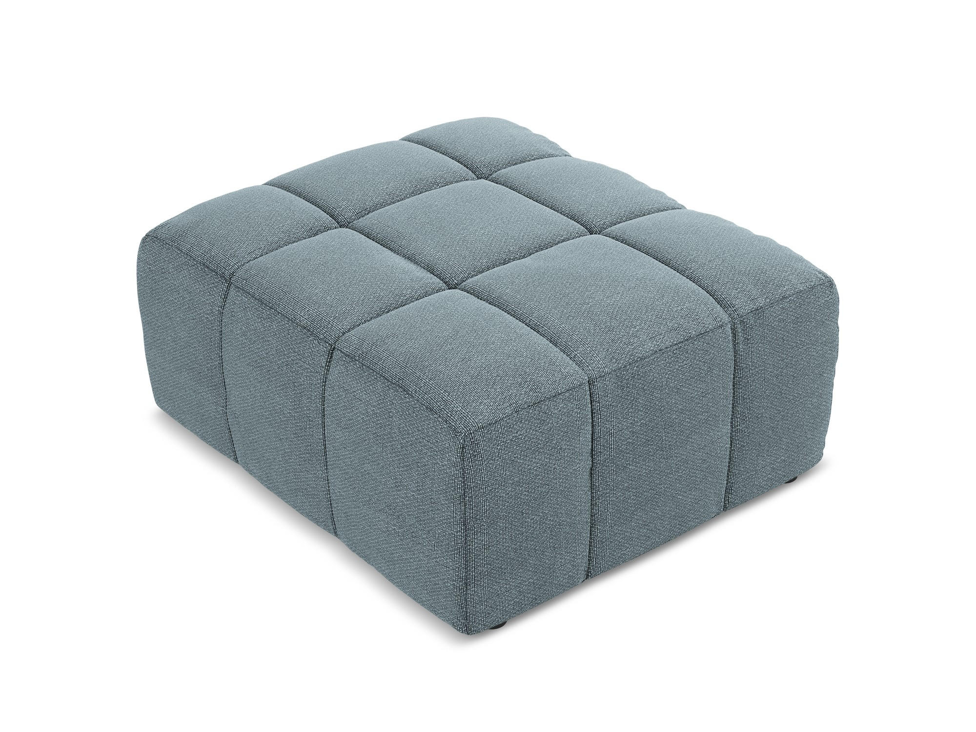 POUF Bouclé Stoff Blau - Blaugrau/Schwarz, Holzwerkstoff/Kunststoff (75/41/90cm) - Makamii