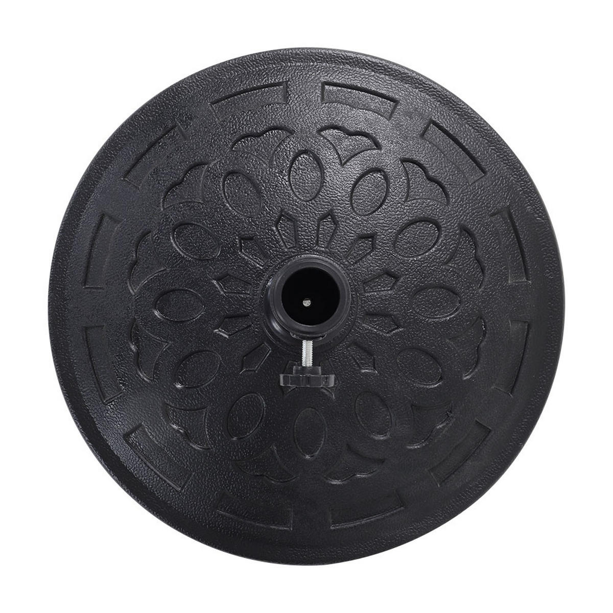 SONNENSCHIRMSTÄNDER Sonnenschirmfuß aus Kunststoff in Rattanoptik Schwarz wetterfest und standfest ohne Befüllen Ø98 × 35 cm 14 kg - Schwarz, Kunststoff (57/51cm) - Livingandhome