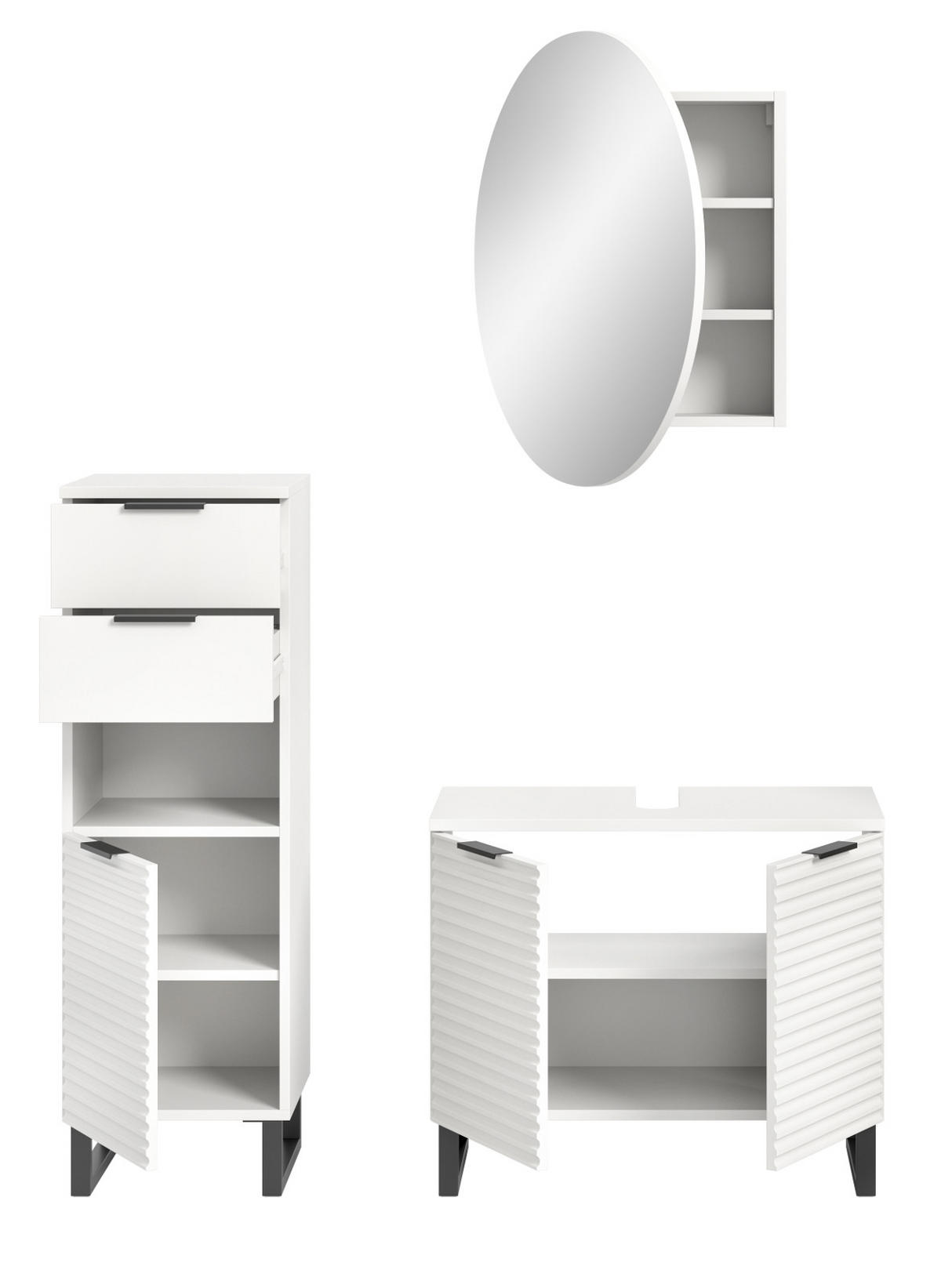 BADMÖBEL-SET 3-teilig weiß 120 cm, Kombination mit Soft-Close - Weiß, Glas/Holzwerkstoff (120/193/34cm) - Inn.Furn