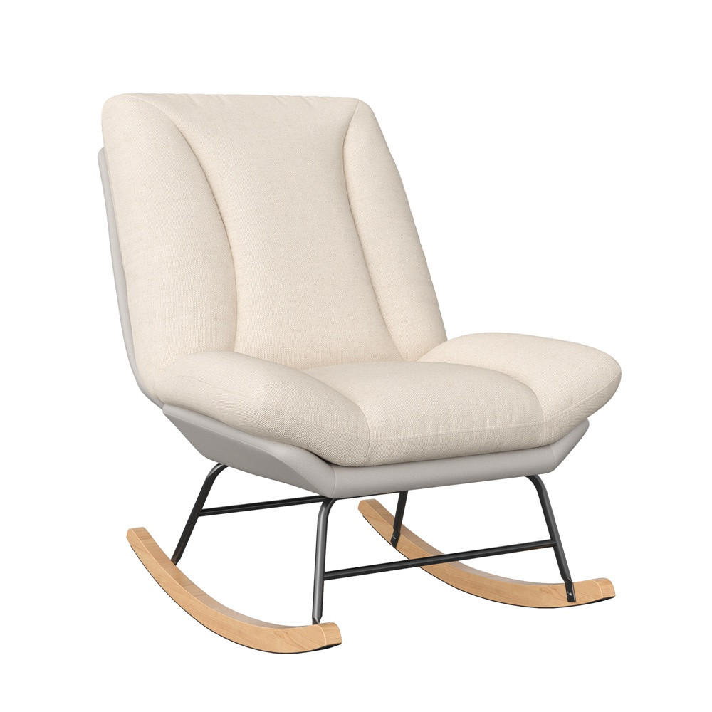 SCHAUKELSTUHL - 5-stufig verstellbare Rückenlehne und Klettverschluss-Fixierung - Cremeweiß-Grau - Creme, Textil (74/710/57cm) - DELFA