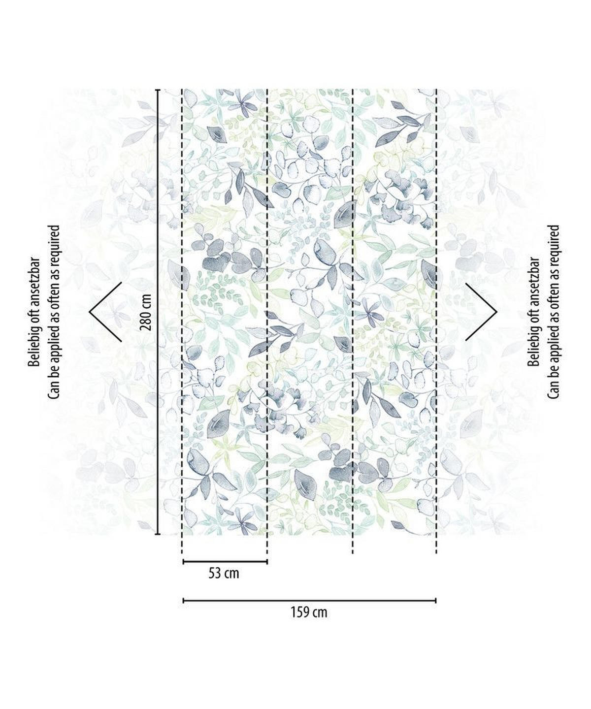 VLIESTAPETE Blau 159/280 cm - Grün, Textil (159/1cm) - KUNSTLOFT