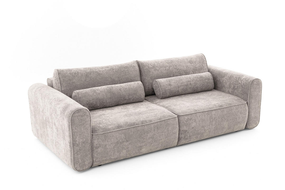 ECKSOFA Motion mit Schlaffunktion Funktional 3-sitzer Sofa - Hellgrau, Textil (250/120cm) - Muffo