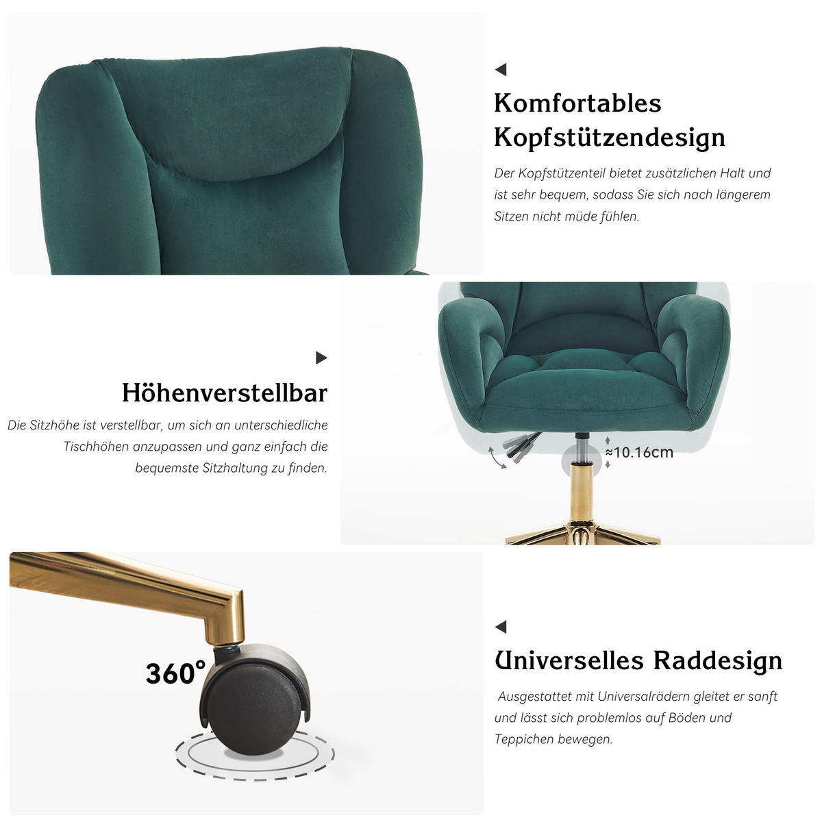 BÜROSTUHL Grün Höhenverstellbar - Grün, Metall (64/92.5/62cm) - PANGIVO