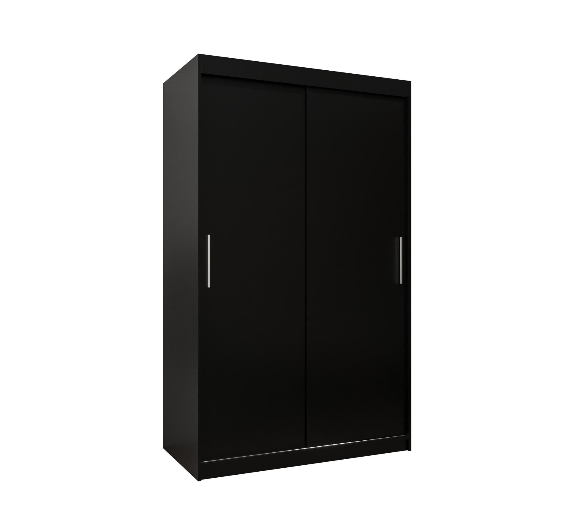 SCHWEBETÜRENSCHRANK 200/120/62 2-türig - Silberfarben/Schwarz, Holz/Kunststoff (120/200/62cm) - MÖBEL KRYSPOL