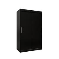 SCHWEBETÜRENSCHRANK 200/120/62 2-türig - Silberfarben/Schwarz, Holz/Kunststoff (120/200/62cm) - MÖBEL KRYSPOL