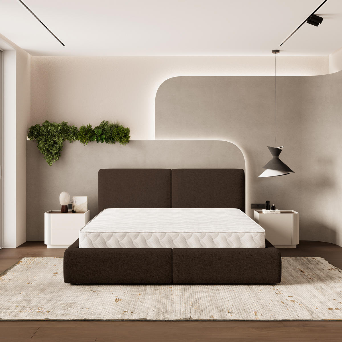 POLSTERBETT FELURO NV 200x200 cm mit Bettkästen - Braun - Braun, Holz/Textil - MASSENO