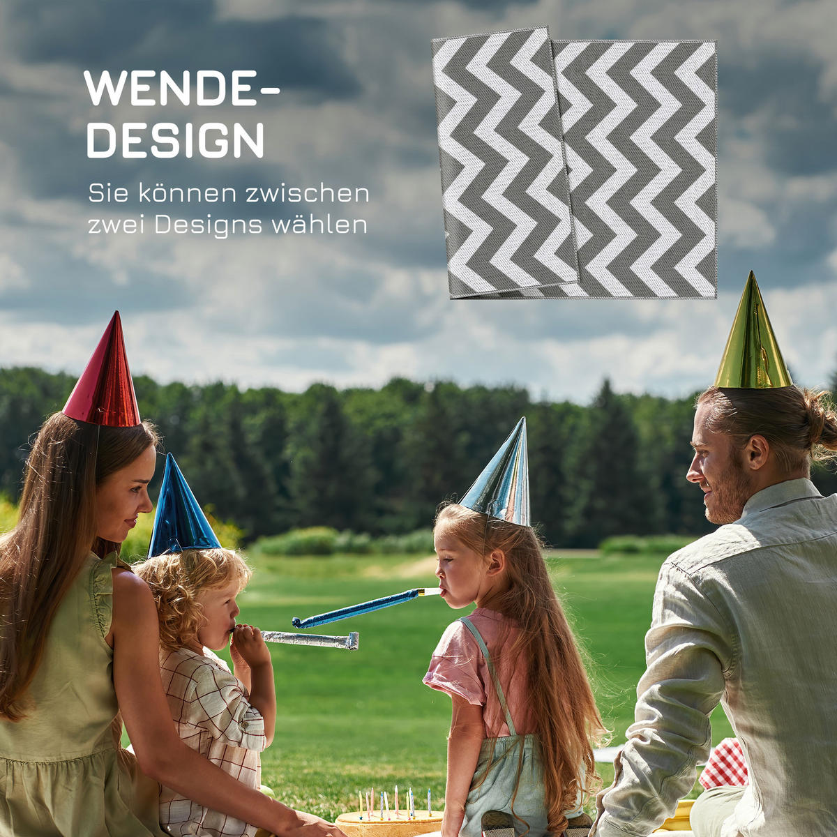 OUTDOORTEPPICH, 310g/m² PP, Hellgrau+Weiß - Hellgrau/Weiß, Kunststoff (182/121cm) - Outsunny