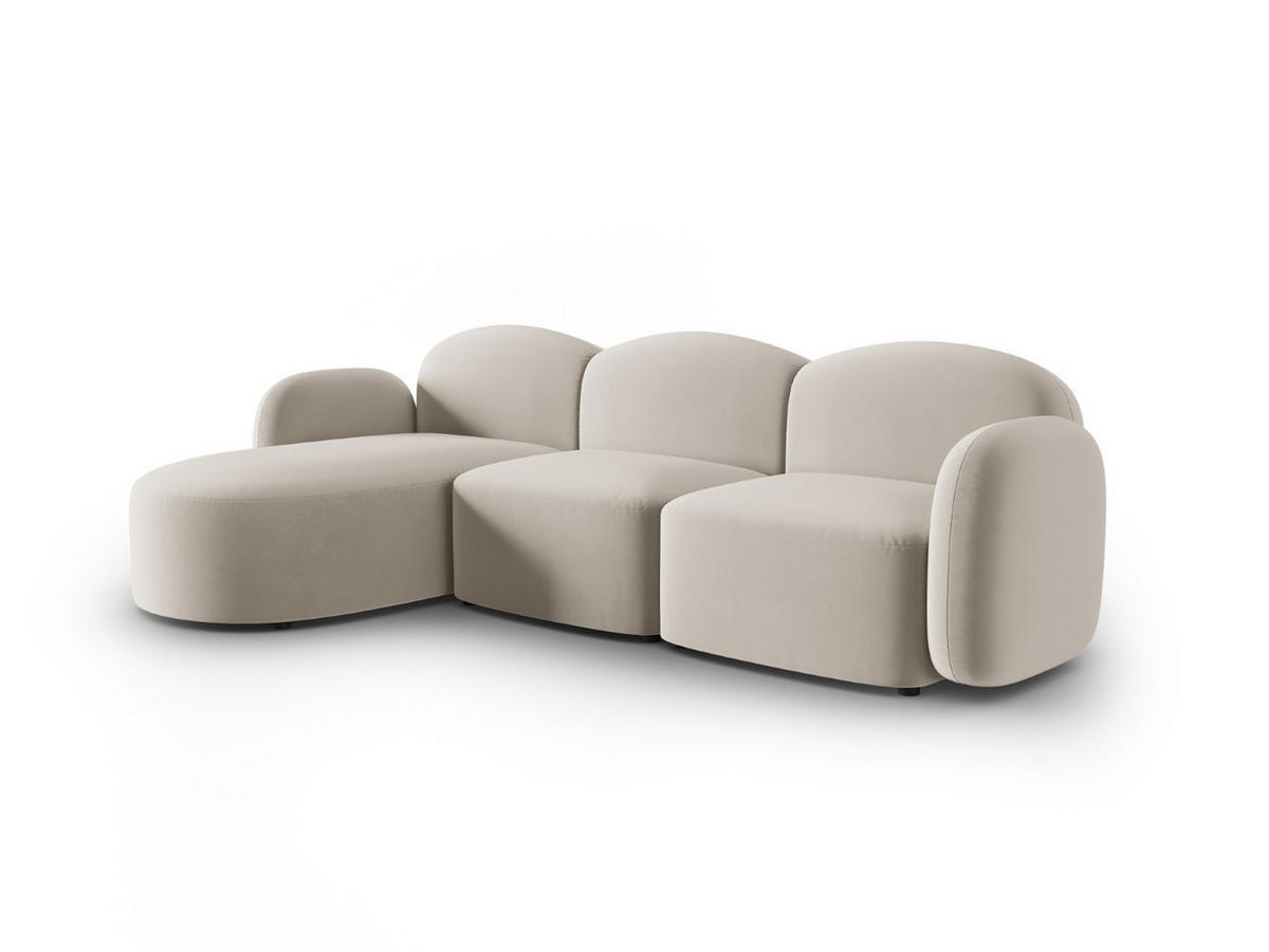 ECKSOFA links Blair aus Samt leichtes beige 4 Sitzplätze - Beige, Textil (155/272cm) - Micadoni