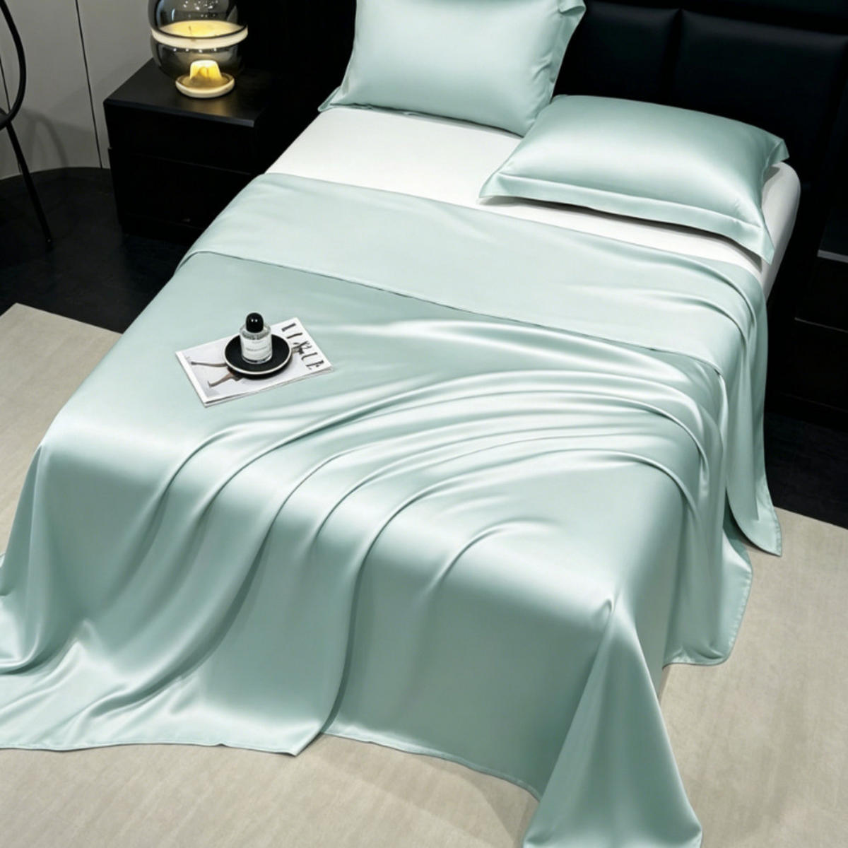 BETTWÄSCHE,HELLBLAU, Eisseidenstoff, 230 x 160 cm - Hellblau, Textil (160/230cm) - Authentics