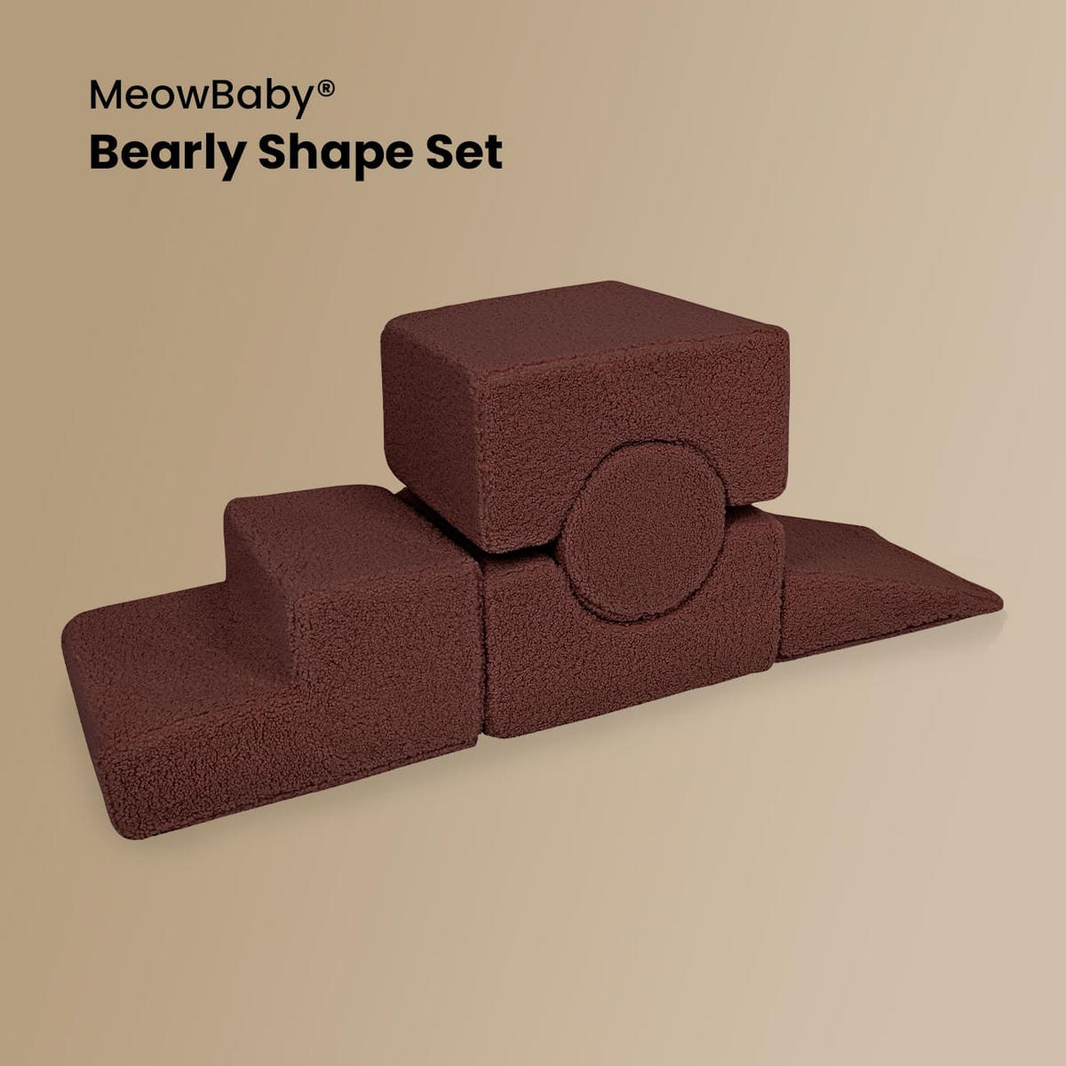 SCHAUMSTOFF-BAUSTEINE für Kinder, Shape, Bearly, Grau - Greige, Textil (45/30/169cm) - MeowBaby