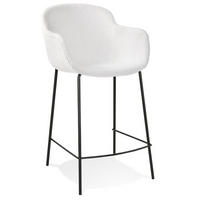 BARHOCKER – Weiß, Bouclé, Metallgestell, Rückenlehne, 65 cm, KALIXI MINI - Schwarz/Weiß, Textil/Metall (59/98/54cm) - KADIMA DESIGN