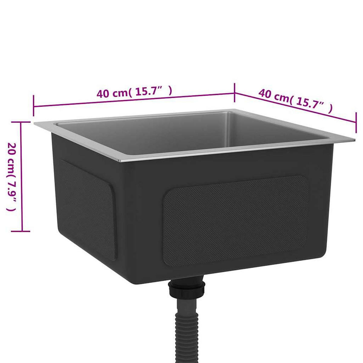 EINBAUSPÜLE Handgemachte Schwarz Edelstahl - Schwarz, Metall (40/20/40cm) - vidaXL