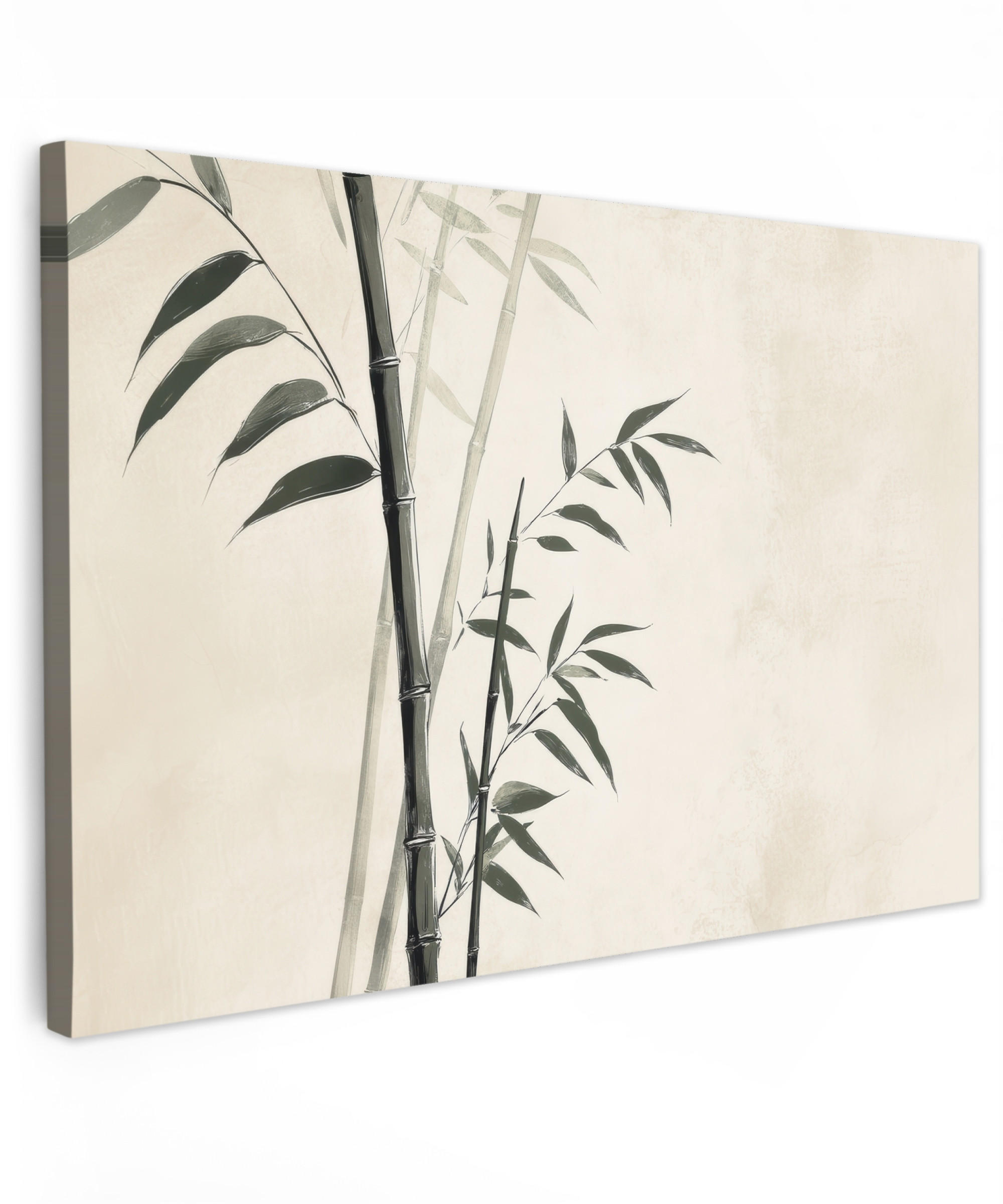 LEINWANDBILD Japandi - Bambus - Beige XXL 150x100 cm - Eukalyptusholzfarben, Textil (150/100cm) - MuchoWow