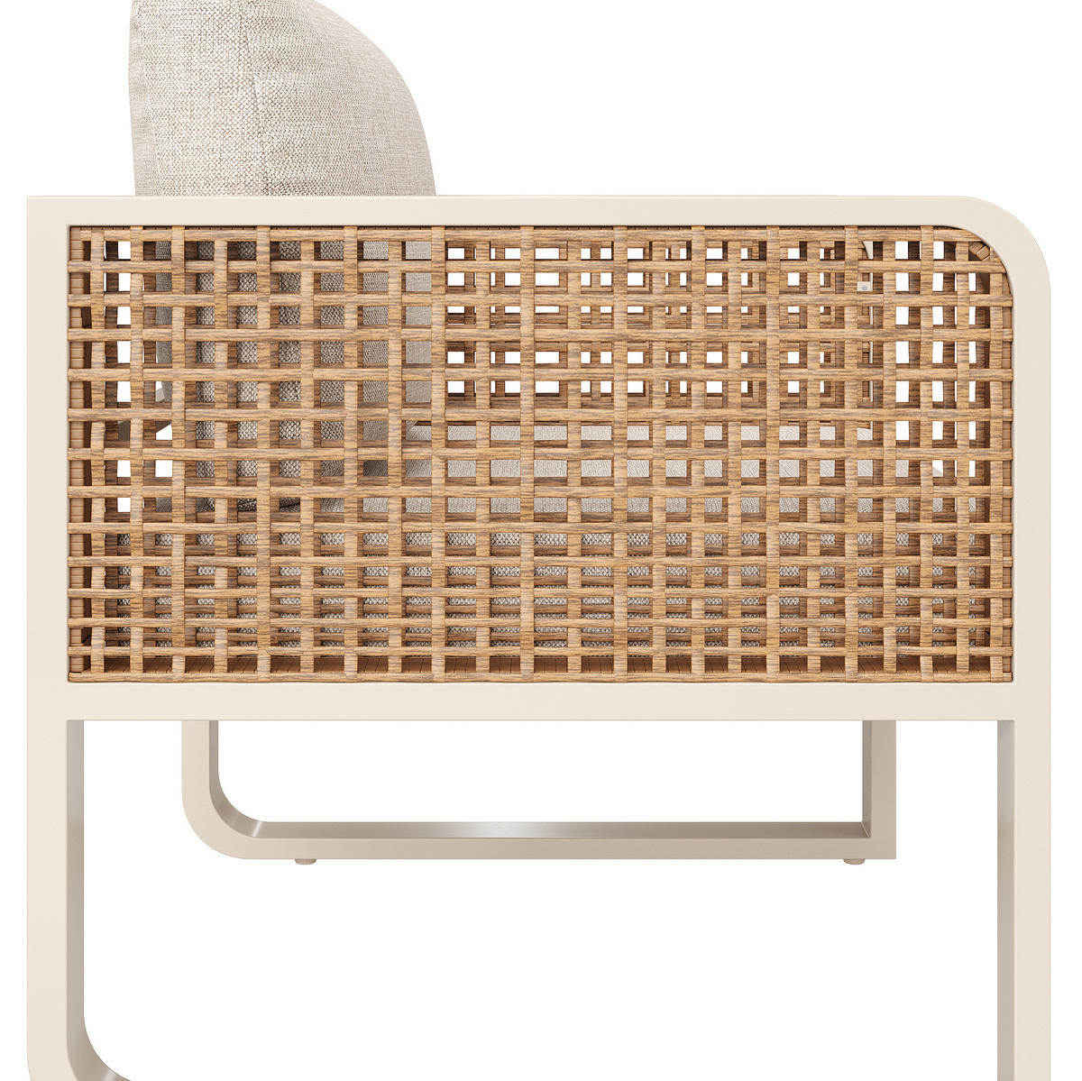 GARTENLOUNGE 178/61/76 cm beige aus PE-Rattan mit Tisch und waschbaren Kissen - Beige, Metall - OKWISH