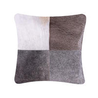 DEKOKISSEN Dunkelgrau 45/45 cm Nellad - Dunkelgrau, Leder (45/45cm) - Beliani