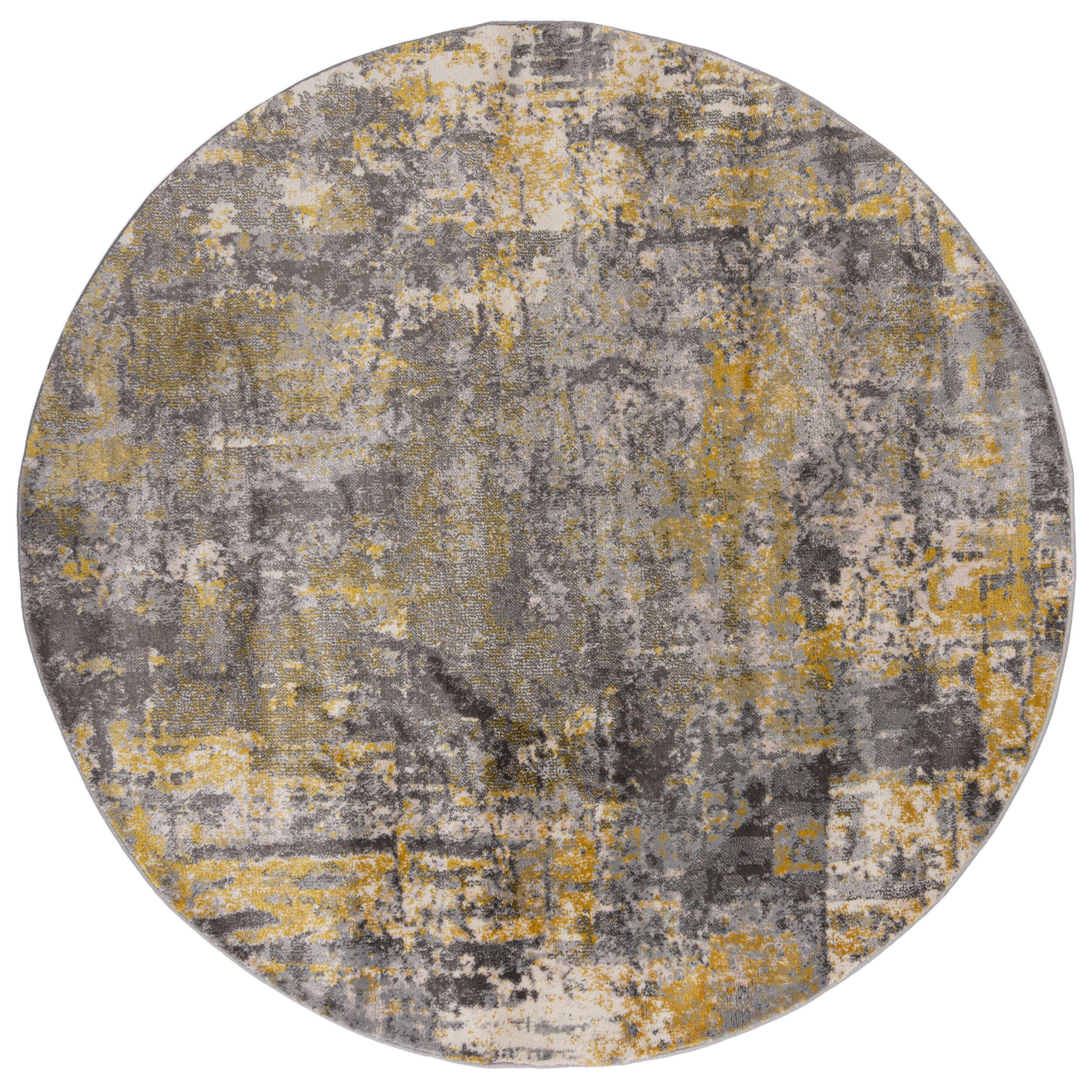 TEPPICH Kunst-Abstrakt-Muster DEE, Gelb-Grau 160x160 cm - Gelb, Textil (160/160cm) - KADIMA DESIGN