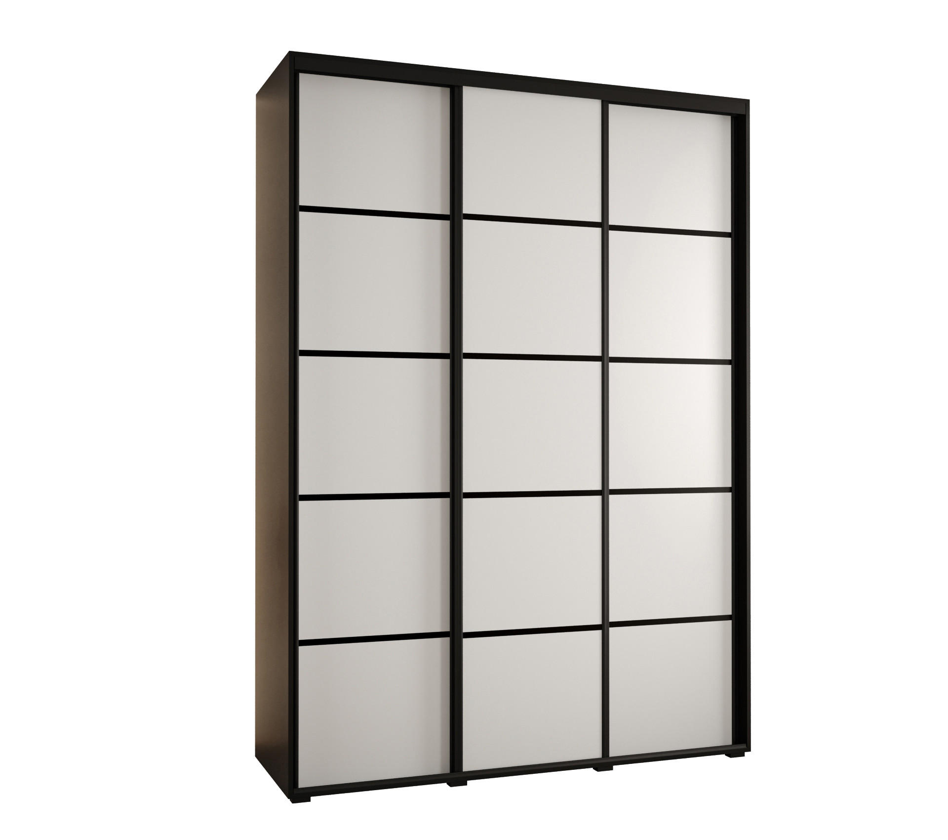 Abiks Möbel Schwebetürenschrank Schwarz, Weiß, Schwarz 180x235x45 cm