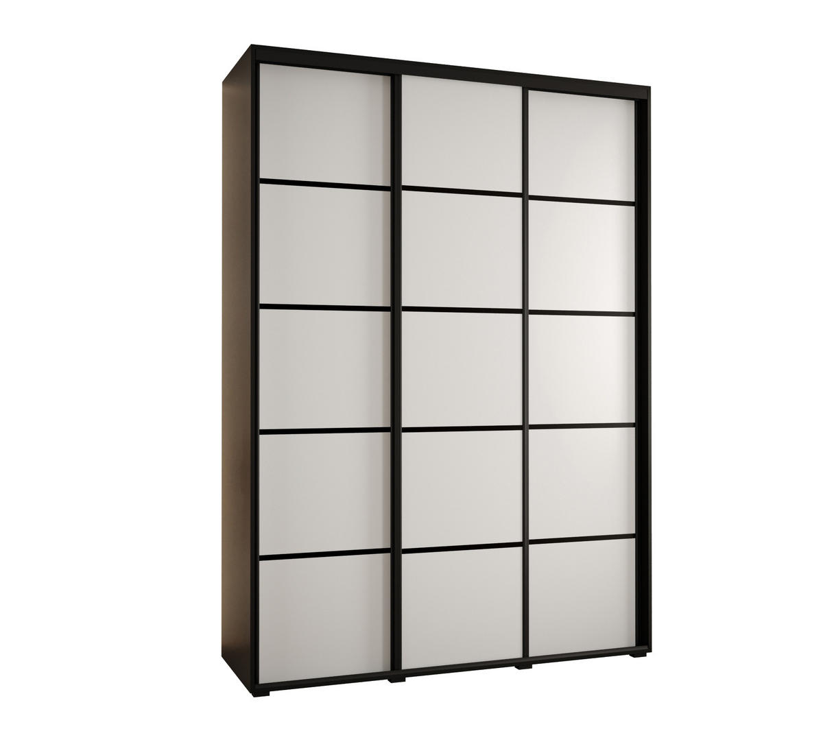 SCHWEBETÜRENSCHRANK 235,2/170/60 3-türig - Schwarz/Weiß, Holz/Metall (170/235/60cm) - Abiks Möbel