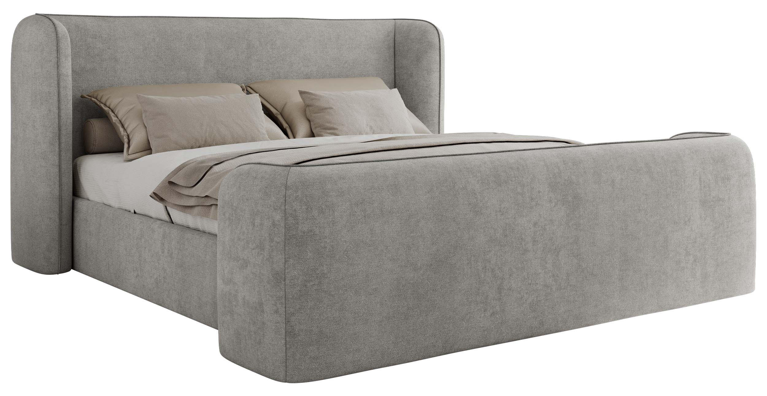 POLSTERBETT EMORA CLASSIC DUO 200/200 - Hellgrau Strukture - Pocket-Matratze - Hellgrau, Textil (200/200cm) - MKS