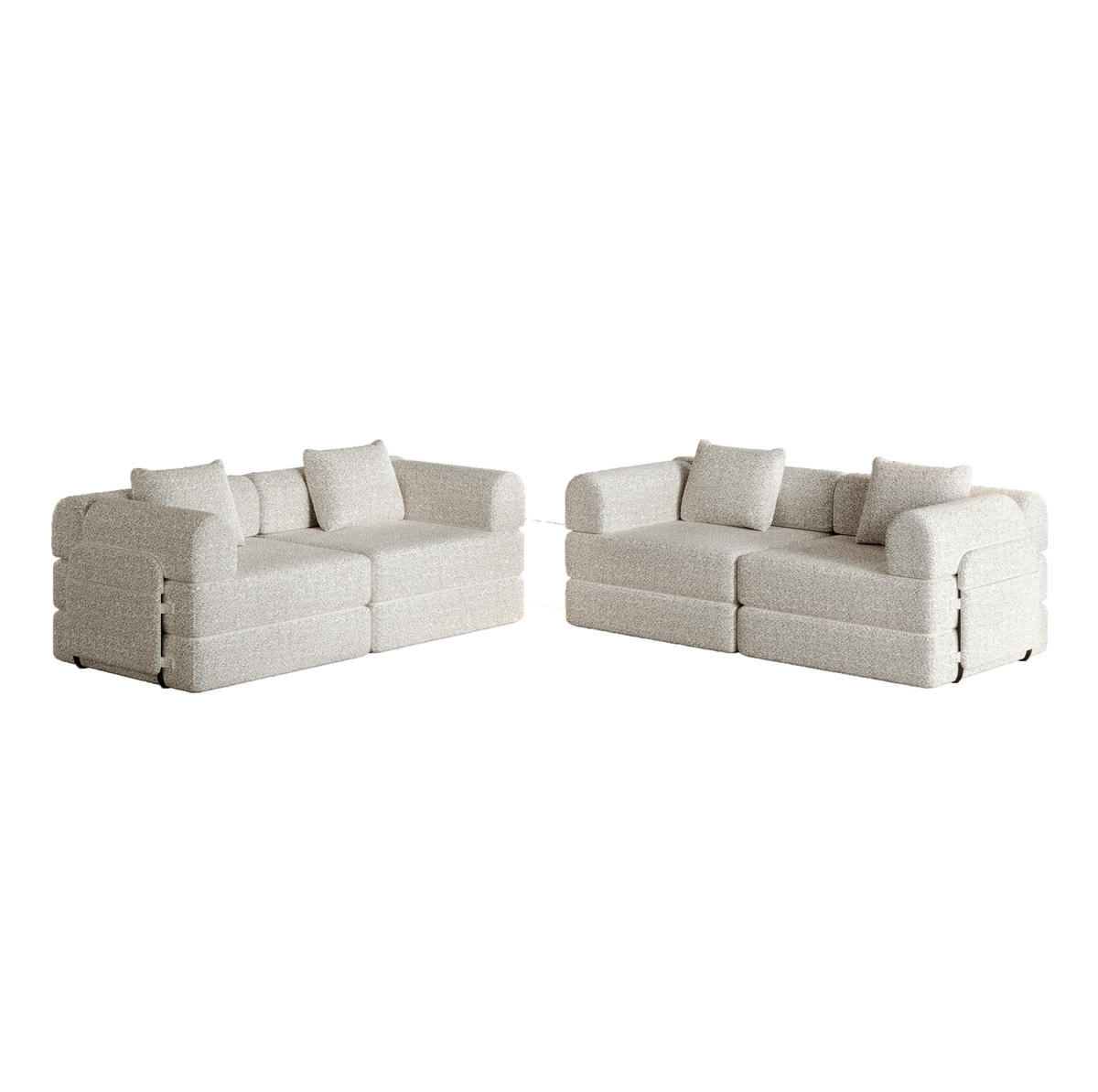 SCHLAFSOFA 2-in-1 aus Chenille – klappbar mit Armlehnenfach in Khaki - Beige, Textil (91.4/69.8/183.8cm) - BEAOK